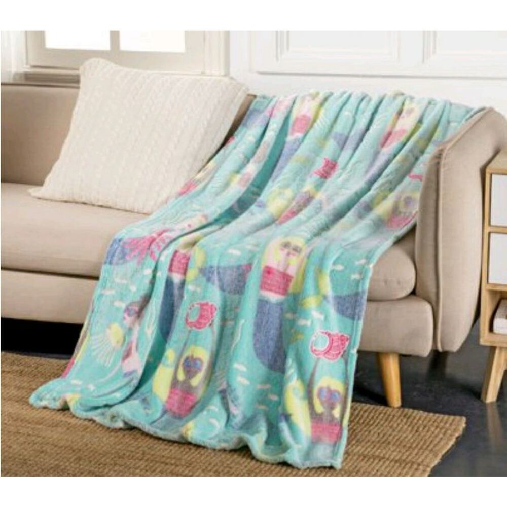Your Zone Glow in the Dark Soft Ocean Mermaid 50" x 60" Large Warm Throw Blanket